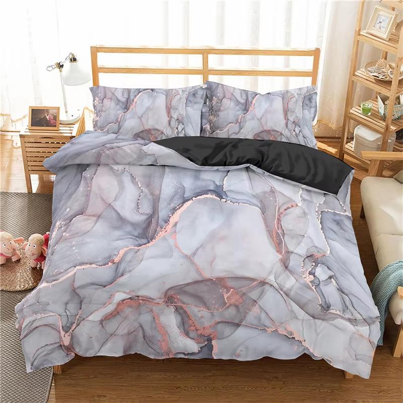 Abstract Marble Bedding Set Bronzing Marble Texture 3D Print Duvet Cover Set Microfiber Comforter Cover King Queen For Men Women