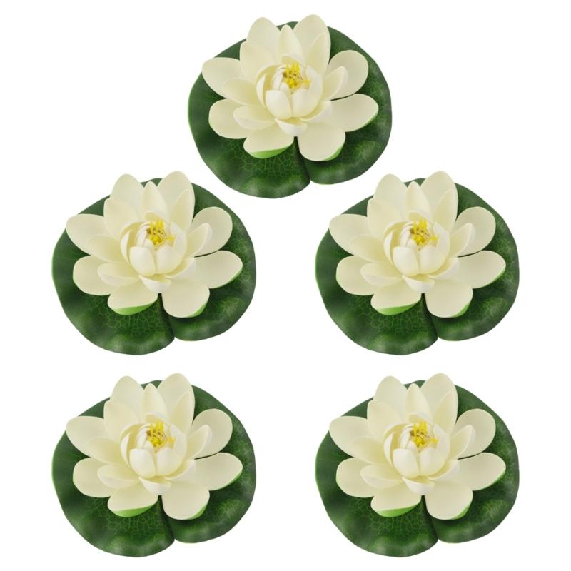 5pcs Realistic Floating Foam Lilies Pad Artificial Water Plant For Pond Pool Fish Tanks Decoration Indoor Outdoor Use