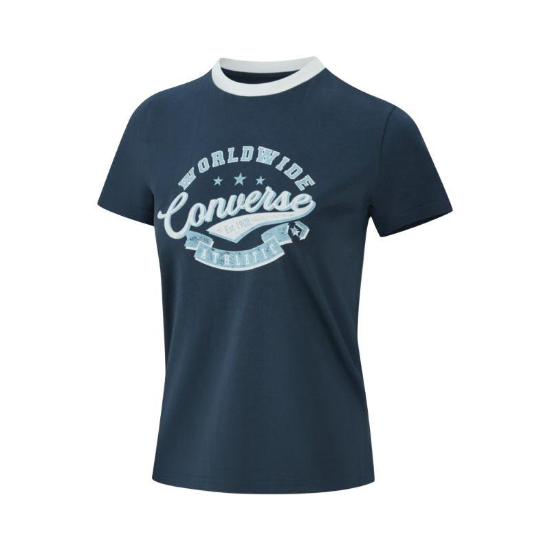 

New Converse T Shirts Women s Blue WCH710-BFK S