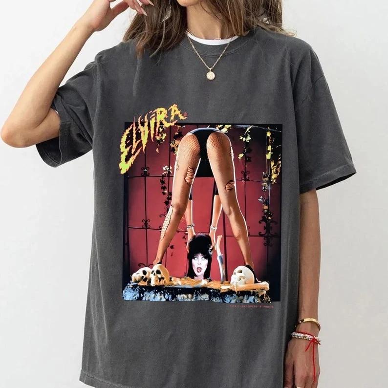 Винтажная футболка 90-х с изображением фильма «Эльвира — Повелительница Тьмы», Хэллоуинская футболка 90-х M