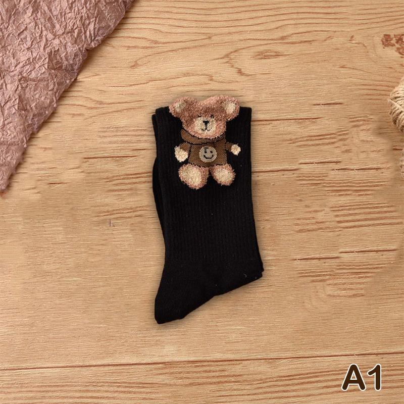 1Pair Plush Bear Stockings Autumn Winter Female Stockings Kawaii Cute Socks Lovely Korean Style Socks For Girls