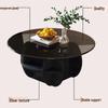 Minimalist Round Wooden Coffee Table with Grey Glass