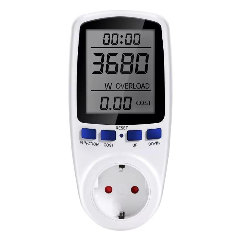 220V Digital LCD Power Meter Wattmeter Socket Wattage Kwh Energy Measuring Outlet EU Plug Overload Protection 7 Display Models