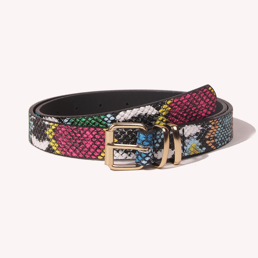 Small New Camouflage Animal Pattern Decorative Women's Thin Belt European and American Versatile Clothing Jeans Belt