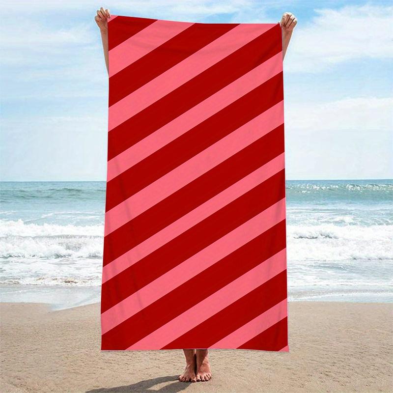 

Beach Towel Red And Pink Diagonal Stripes Pattern Sun Protection And Windproof Suitable For Swimming Pool Camping Travel Blanket W30*H60(CM)