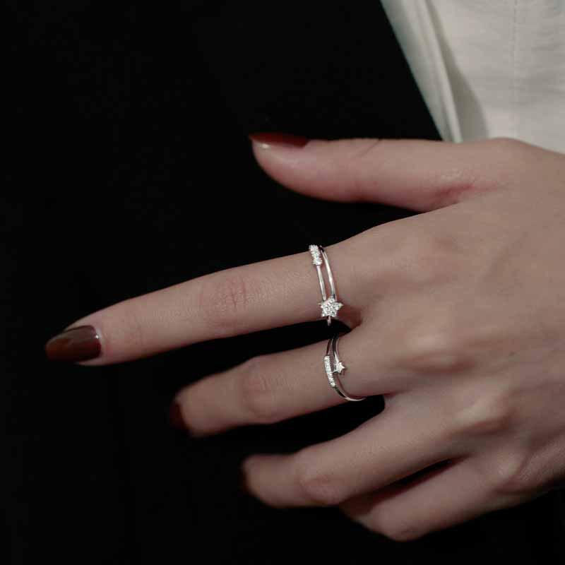 Japanese Light Luxury Meteorite Open Ring - Exquisite Design for Women