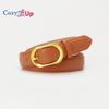Women's Leather Belts for Jeans Dress Pants Ladies Waist Belt Skinny Belt with Fashion Gold Buckle