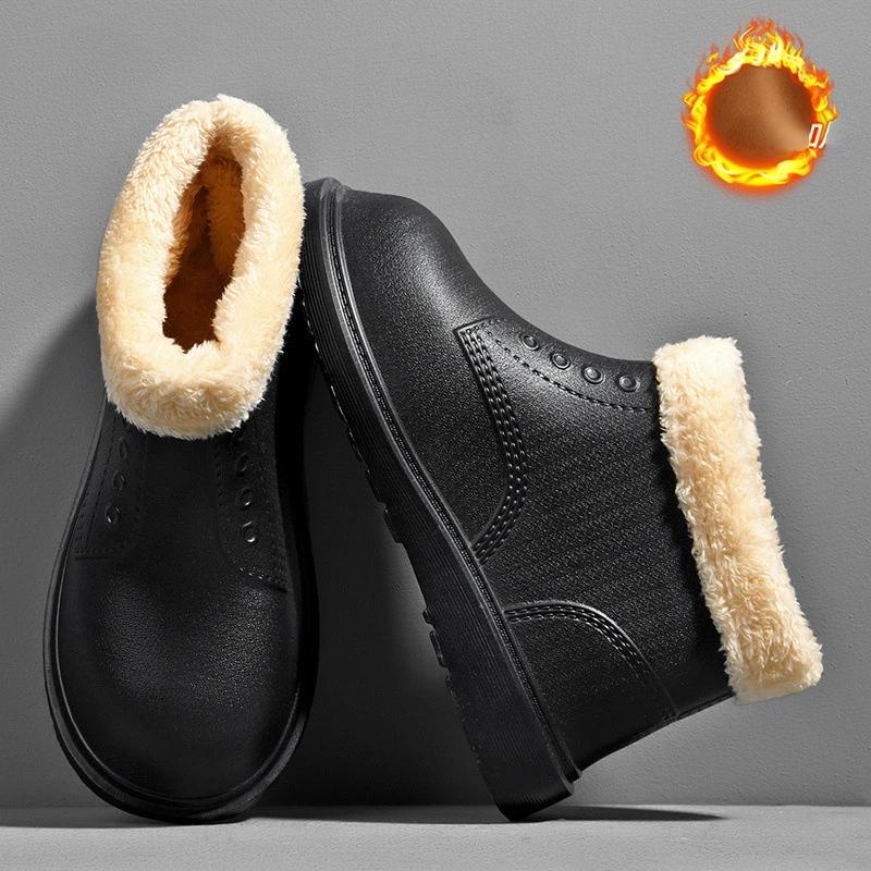 Módní sněhule pro muže Vodotěsné boty do deště Zimní teplé kotníkové boty Protiskluzové gumové boty Pánské platformové boty Venkovní holínky