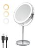 OWOSALD 8" Rechargeable Makeup Mirror, Chrome, 1X/10X