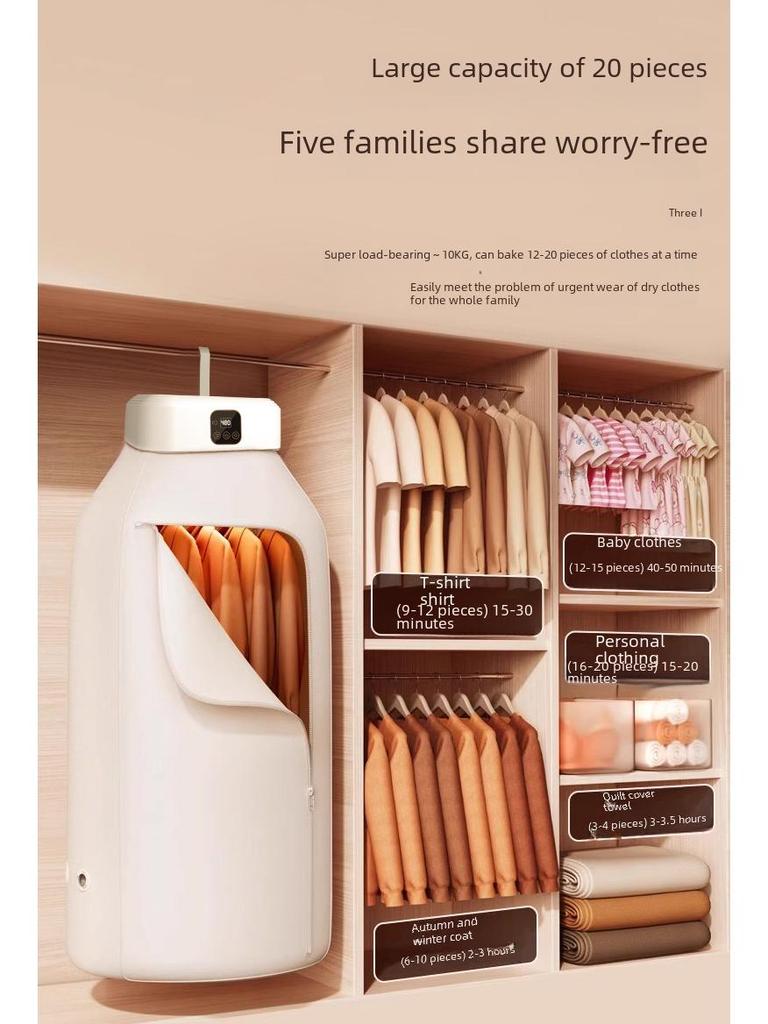 Portable Folding Clothes Dryer with Remote Control Display for Dorms and Baby Clothes