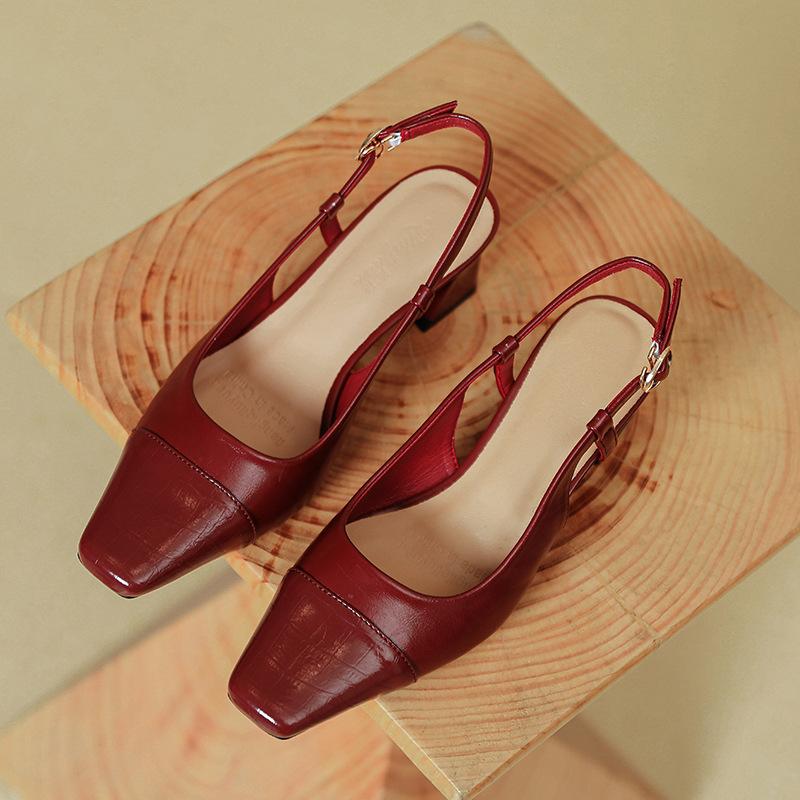 

Fashion silver/red cover toe high heels sandals women back strap sandalias de mujer verano 2025 chunky heel summer party shoes woman 34 красный