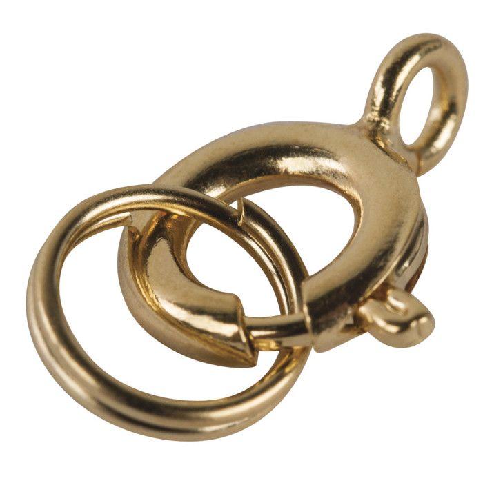 Fermoir à ressort av. Anneau fendu, 7mmø, or, 4 pces