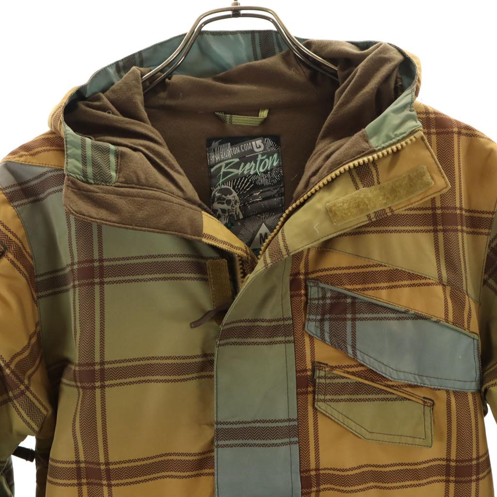 BURTON Check Pattern snow board Jacket M Yellow Kid's Used