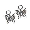 Modern Steel Hollow Heart Shaped Hoop Earrings With Electroplated Finish For Girls