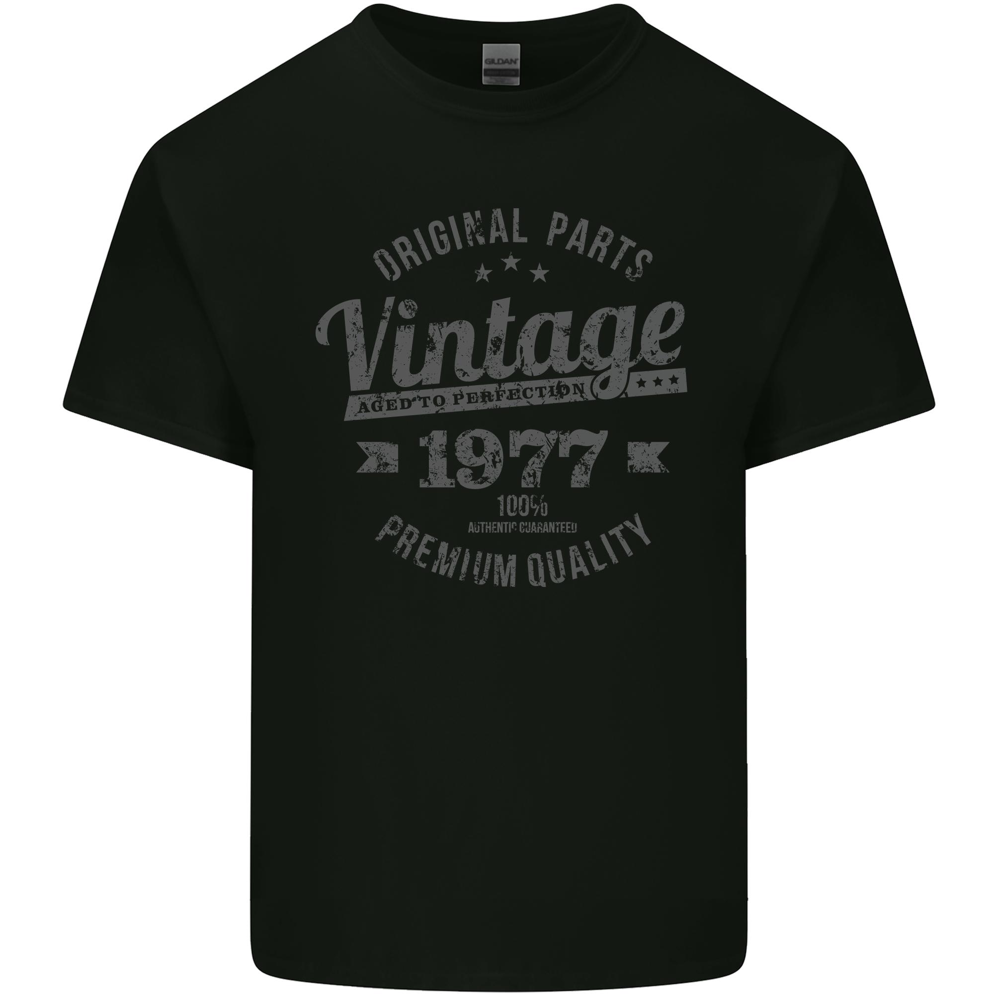 Vintage Year 49th Birthday 1977 Unisexs Light Cotton TShirt Black S