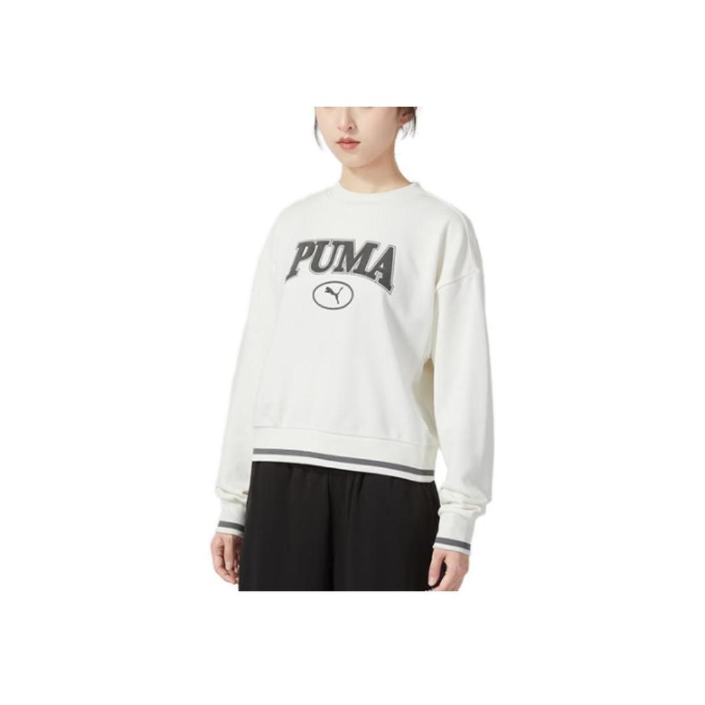 Puma Letter Brand Logo Print American Vintage Sports Casual Pullover Sweatshirt Women sweatshirt White 623597-65