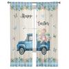 Caminhão de Páscoa Coelho Ovo Borboleta Cortinas de Tule para Sala de Estar Quarto Cortina Voile Transparente Janela Decoração de Casa Cortinas