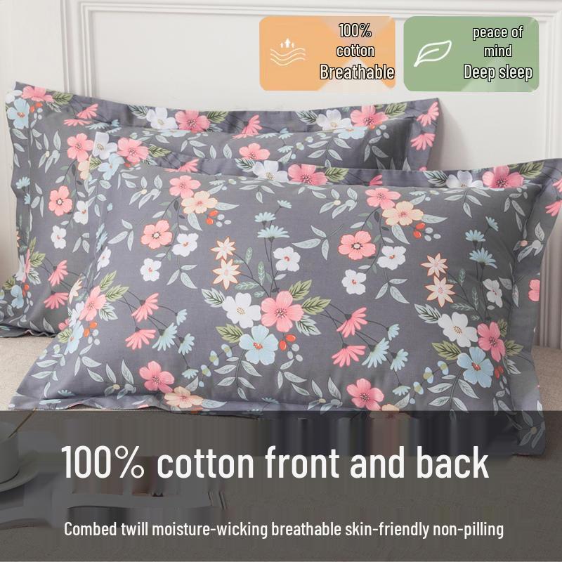 Set of Two 100% Cotton Large Pillowcases, Thick 48x74cm for Home Use