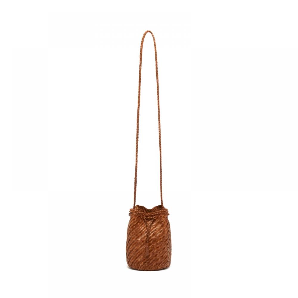 Dragon Diffusion 8838 Tan Pom Pom Double Jump Shoulder Bag