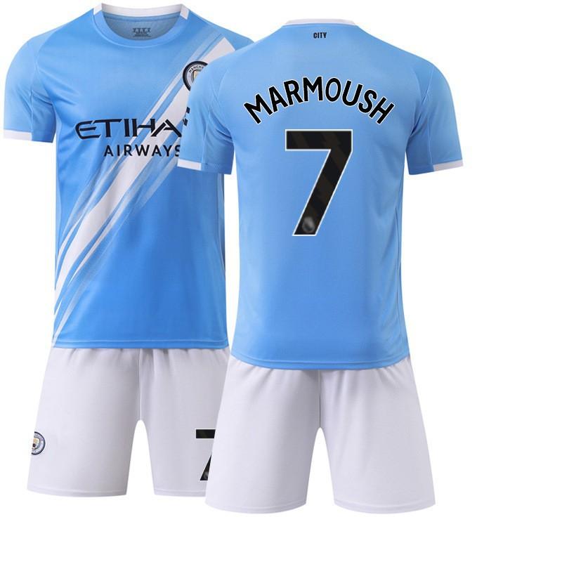 26 Casa del Manchester City N.. 9 Harland Jersey 47 Forden 11 Doku 17 De Braunet Set Uniforme Calcio Bambino