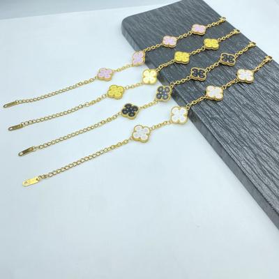 15MM Four Leaf Flower Classic Bracelet Titanium Steel Non-Fading Ladies Four Leaf Clover Bracelet