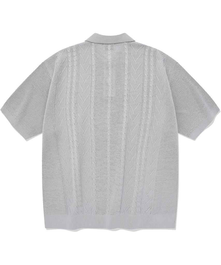 COVERNAT Cool Cable Collar Half Knit Light Blue