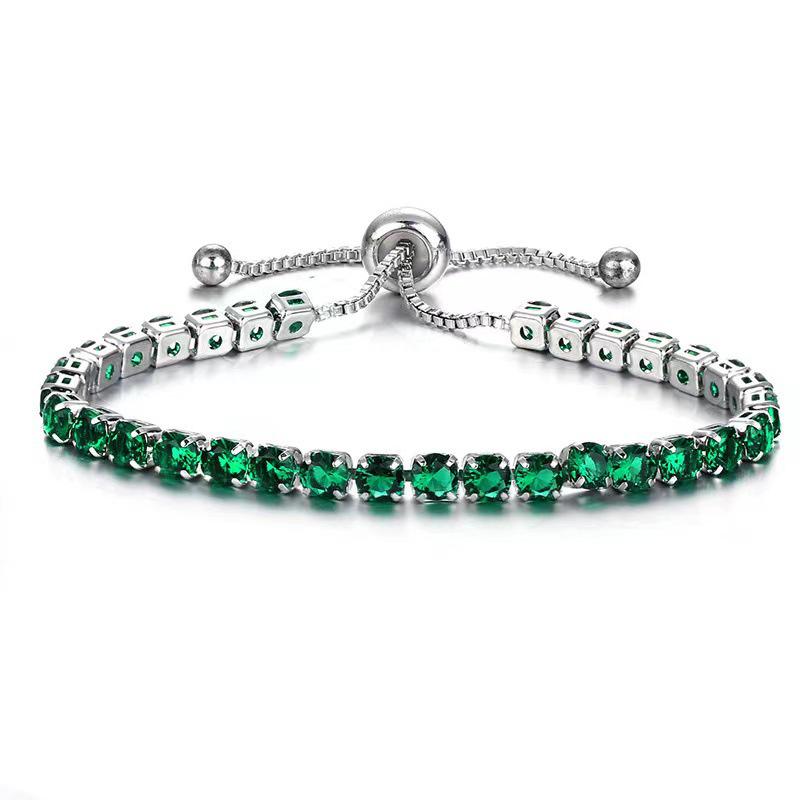 4mm Copper Inlaid Zircon Adjustable Crystal Tennis Bracelet for Women
