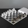 Glass Craft Geometric Crystal Chessboard Chess Transparent Square Tartan Grid King Queen Decorative Figurines Home Decoration