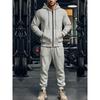 Men's Solid Color Plus Velvet Hooded Sports Set - Zipper Long Sleeve, Warm for Autumn/Winter