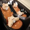 Universal Car Seat Cushion - Cute Cartoon Bear Design for Leapmotor C10/B01/B10/C11, Cotton Linen Fabric for All Seasons