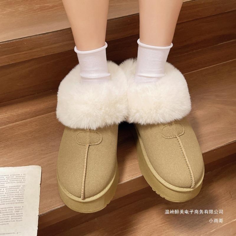 Autumn and Winter New Velvet Thickened Wool Warm Cotton Shoes Women Wear Matte Cover Feet Short Snow Boots Cotton Boots