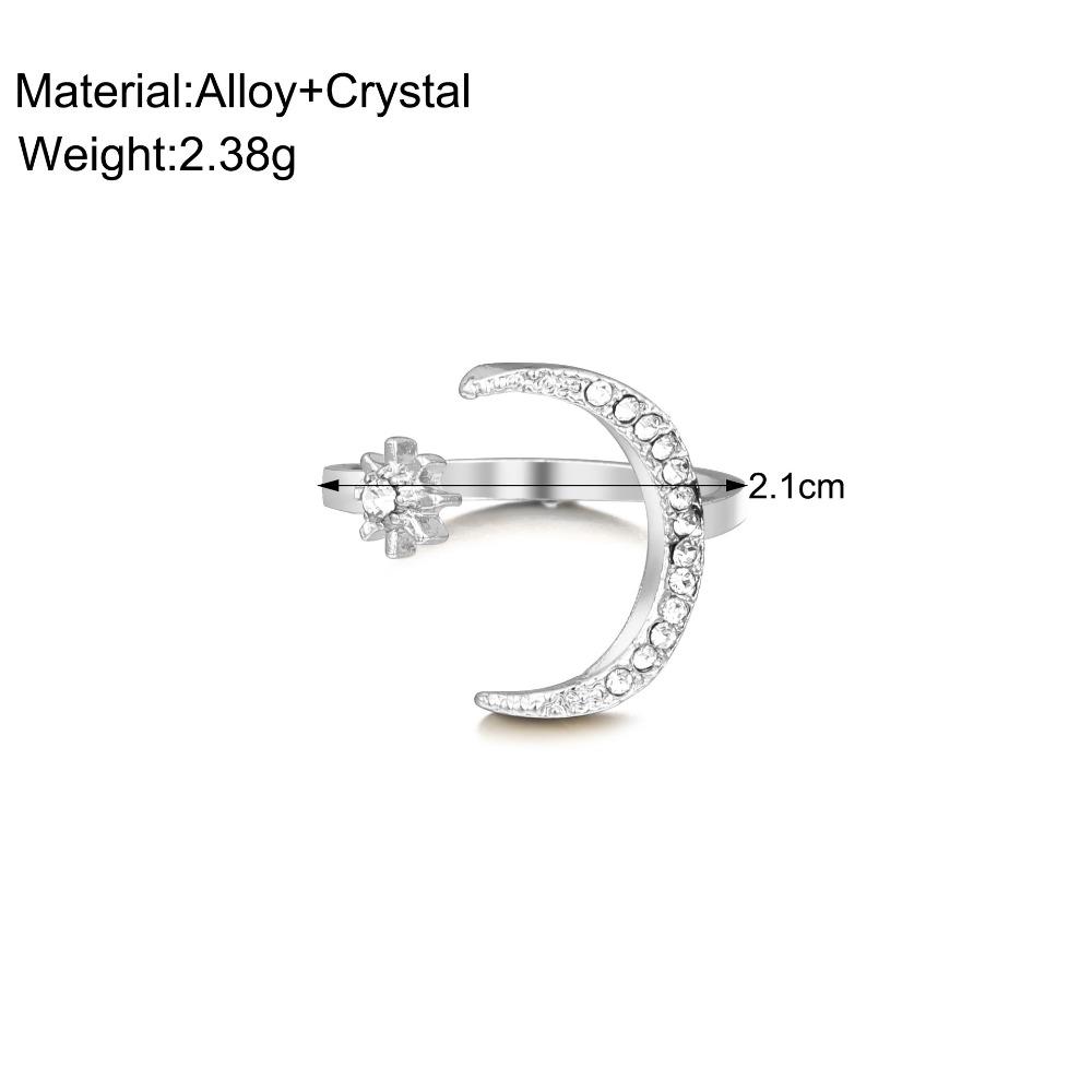 1pcs Crescent Star Moon Ring, Fashion Star Moon Open Ring, Personalized Finger Ring