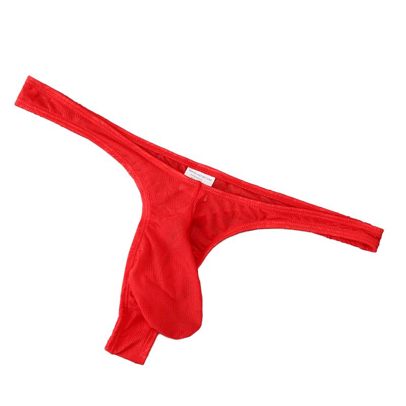 1Pc Thong Panties Nylon Briefs Sheer Bulge Pouch Underwear Ice Silk Sexy G-string Men's