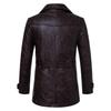 Men's medium and long leather trench coat Korean version suit collar leather jacket casual trend belt jacket men