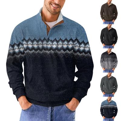 Męska bluza retro casual z nadrukiem gradientowym