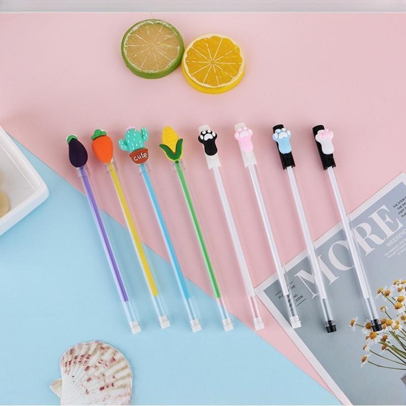 1Pc Cartoon Cat Paws Carrots 0.5mm Carbon Black Quick Drying Pen Writing Flows Smoothly Back To School Gifts During The Back To School SeasonSuitabl