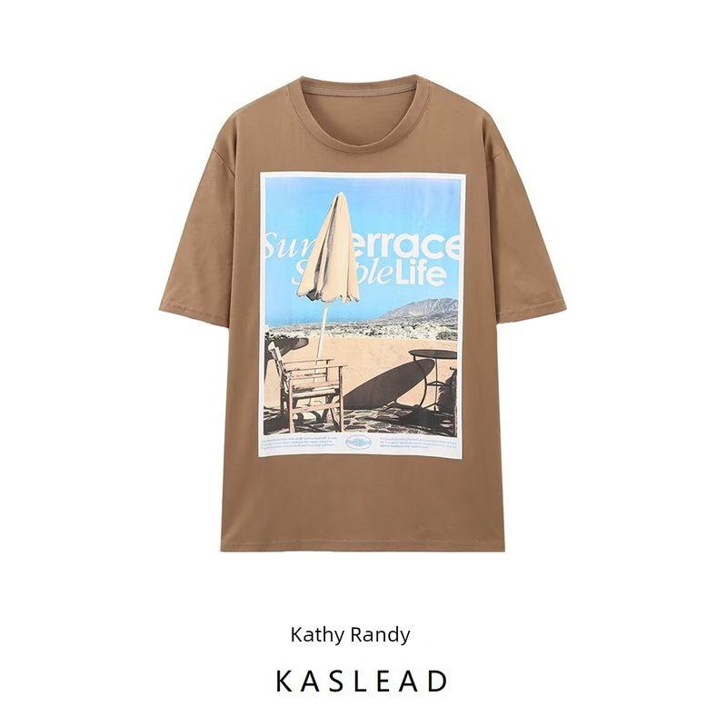 Kaslead New Arrival Women's Clothing Fashion Style Fashion All-Match Casual Photo Print T-shirt 0085470