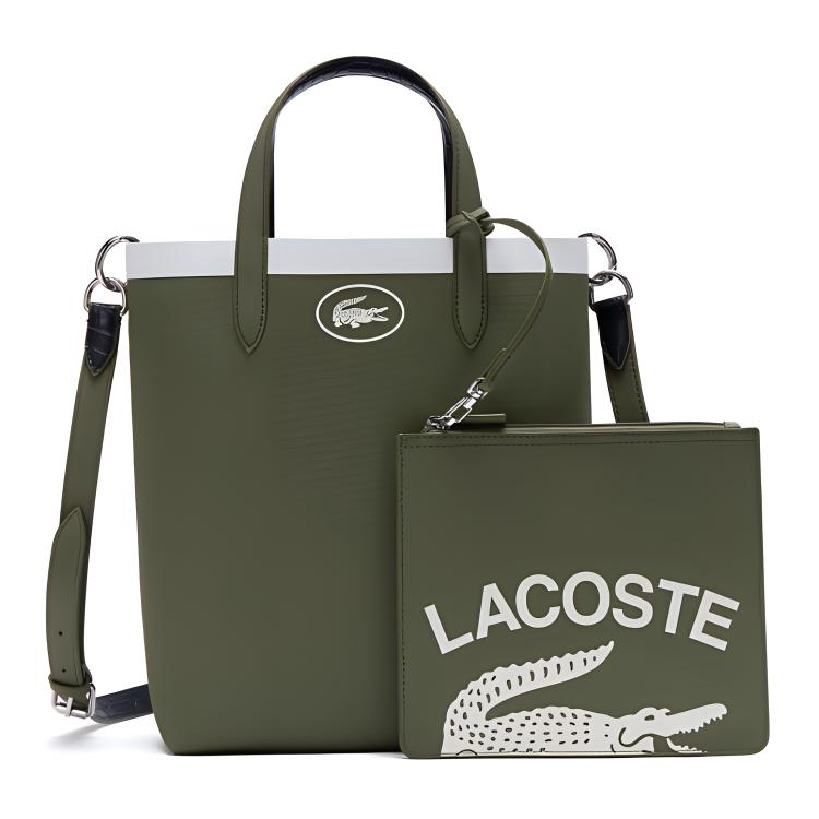 

Lacoste Fashion Reversible Vertical PVC Tote Bag Shopping Bag Shoulder Crossbody Handbag Medium Women tote Olive-Green Dark-Blue NF4989ASQ69 Olive Green & Dark Blue