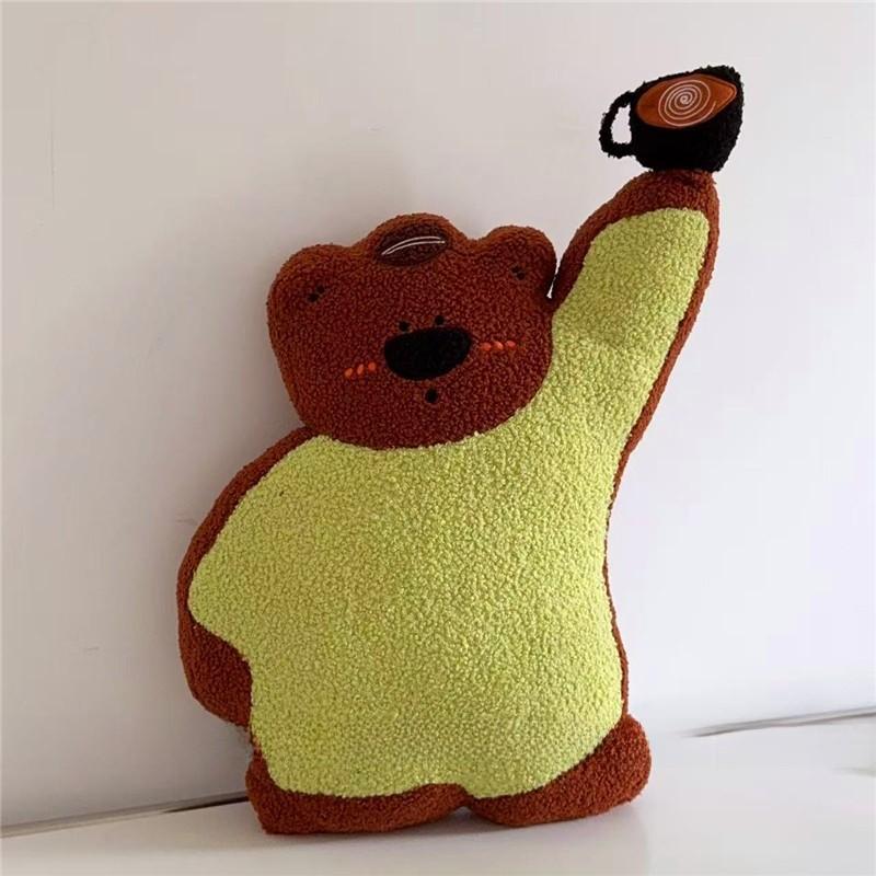 Cute Cartoon Bread Coffee Donuts Teddy Bears Plush Doll Pillows For Couch And Lounge Decor