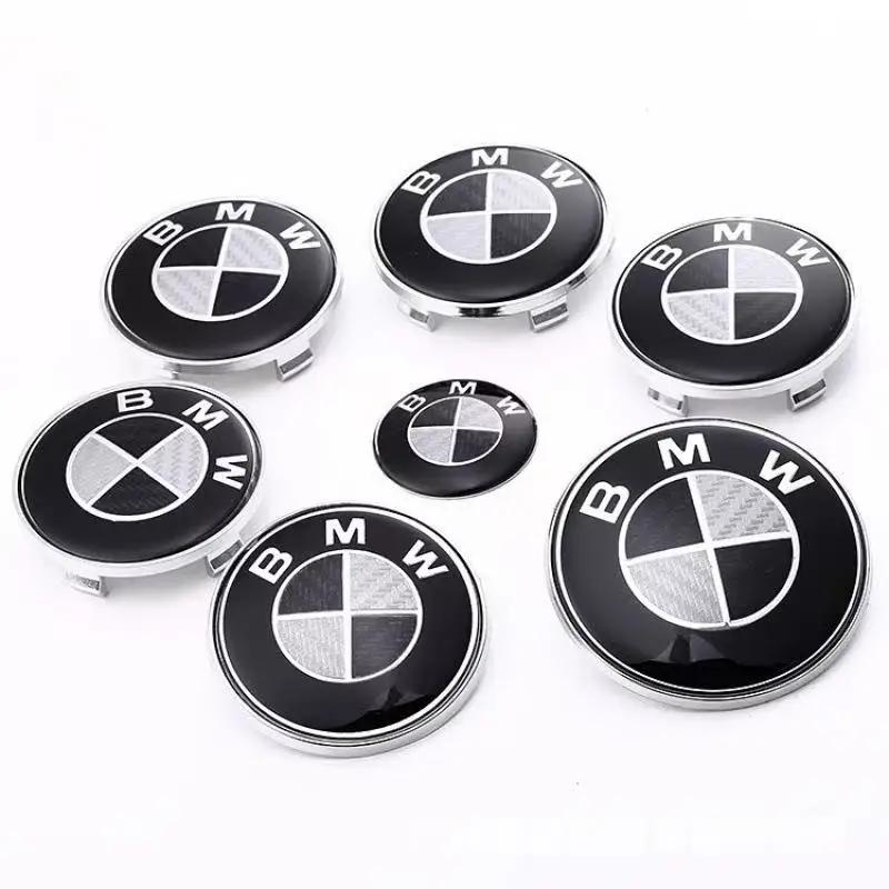 HEQW2 1Pcs automobile hood and trunk badge carbon fiber decorative badge 74/82mm for BMW X5E70 E30 F32 F35 F02 F07 F18 F07