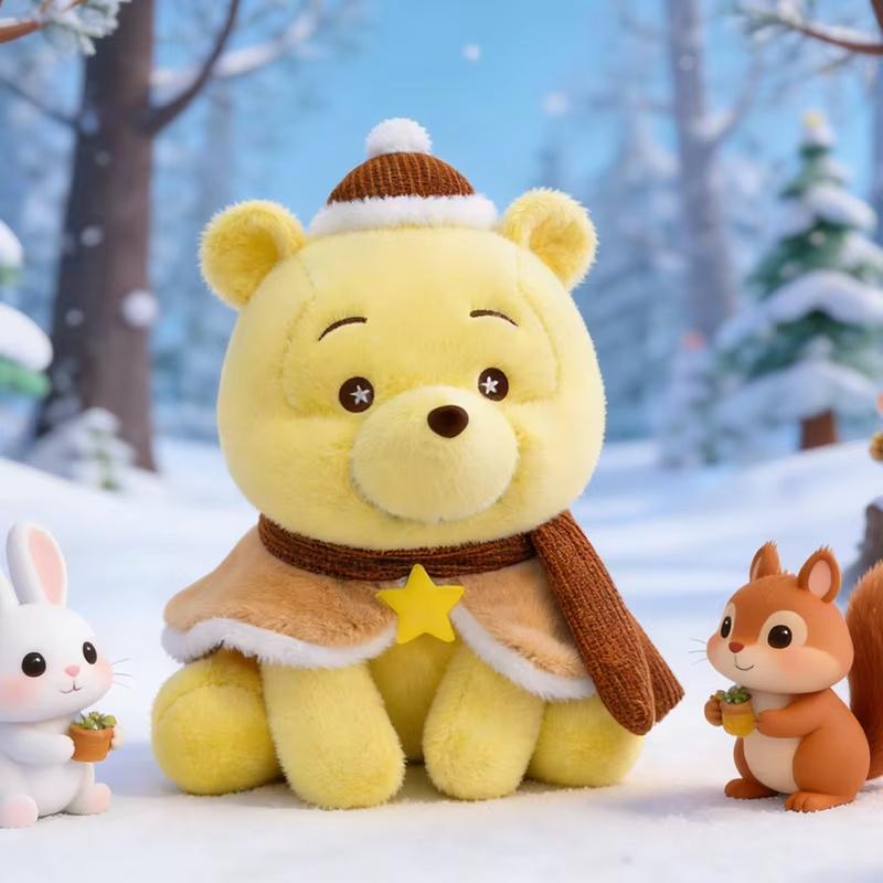 36-60Cm Cute Cartoon Winnie The Pooh Bear Plush Doll Toy With Winter Cape Knit Hat Scarf Soft Stuffed Cushion Pillow Girls Gift
