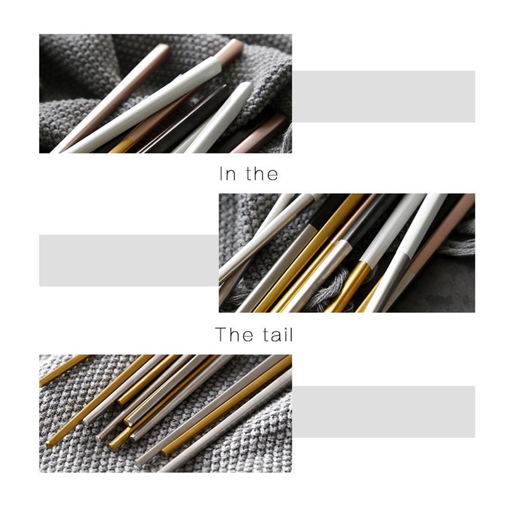 Stainless Steel Chopsticks 23Cm Brushed Finish Square Anti-Slip Reusable for Sushi Noodles Rice Family Dinner Party