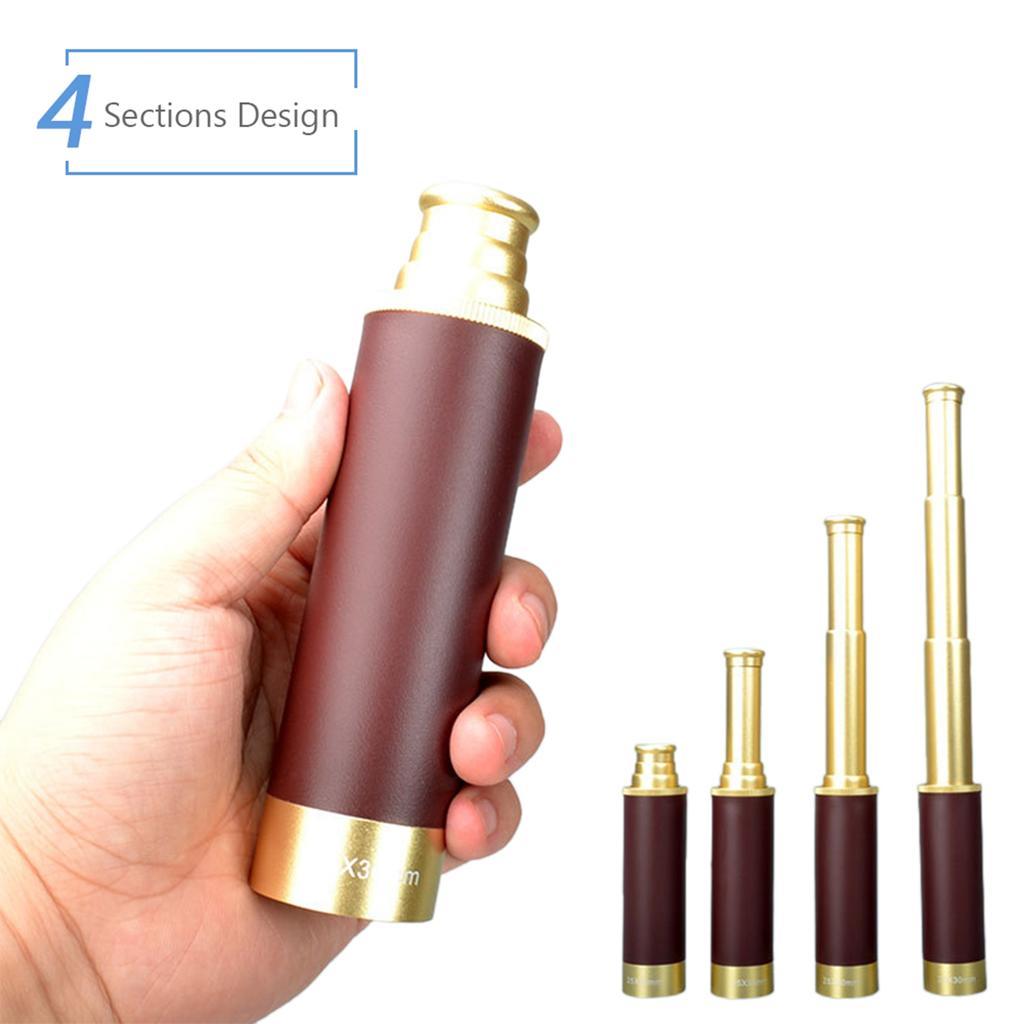 25x30 Pocket Zoomable Monocular Pirate Telescope Portable Handheld Vintage Monocular Telescope
