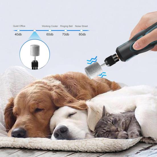 Electric Pet Nail Grinder USB Rechargeable Pets Nail Trimmer with 3 Speeds Silent Paws Grooming Tool for Small Large Cats Dogs