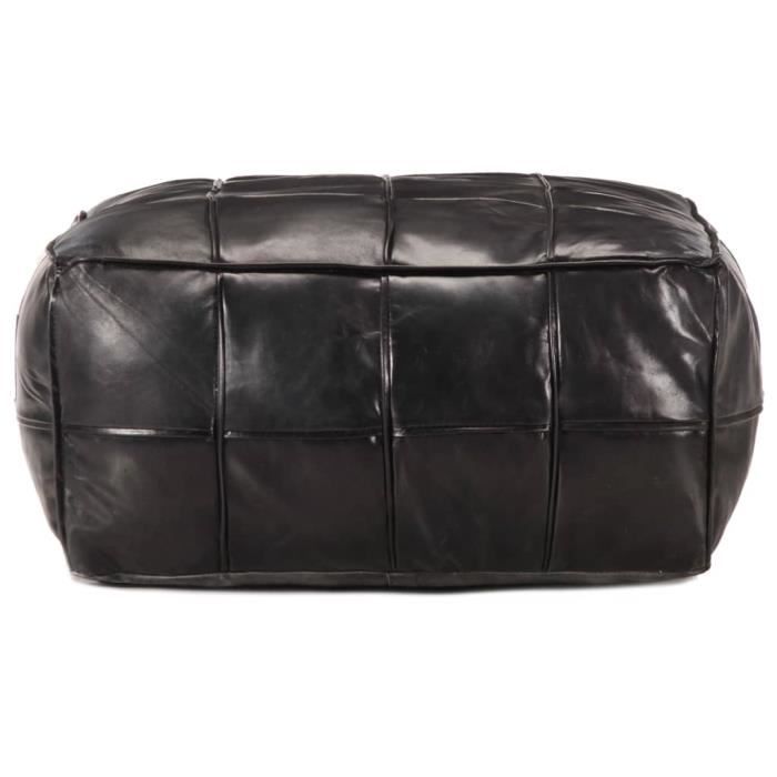 Pouf - vidaXL - 60 x 60 x 30 cm - Cuir véritable de chèvre - Noir - Vintage