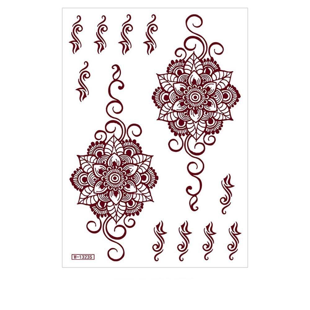 Red Mehndi Stickers Henna Tattoo Stickers Fake Tattoo for Women Red Henna Tattoo Decals  Girls