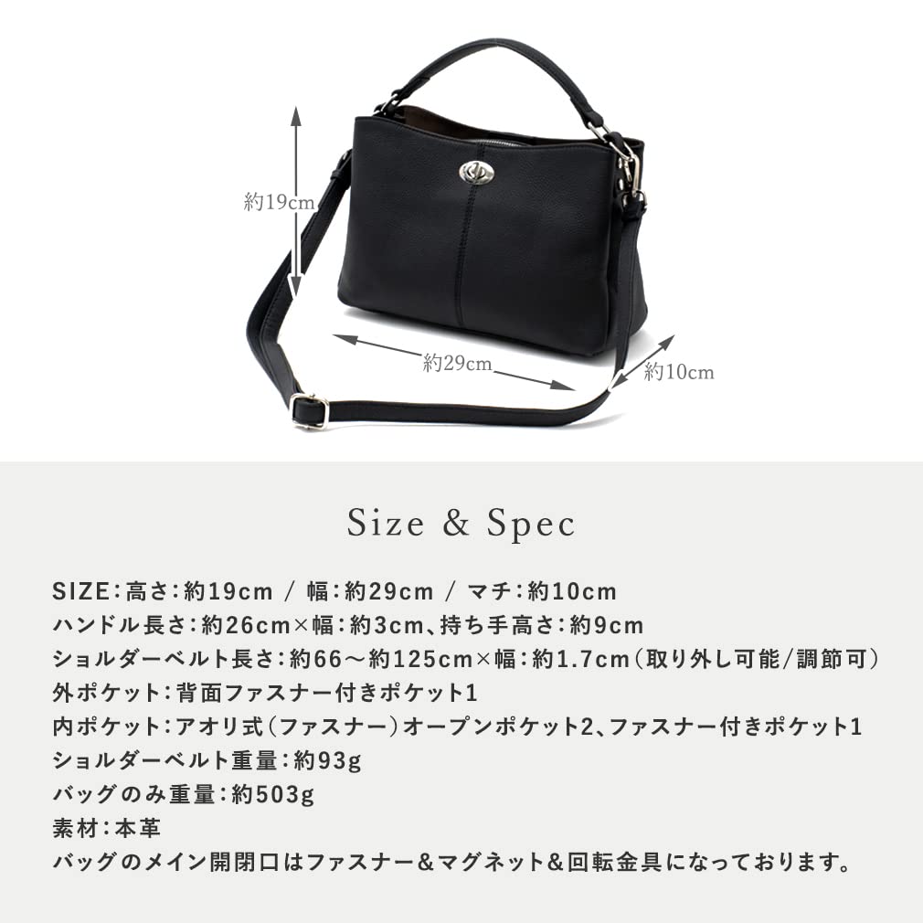 VITAFELICE Genuine Leather Handbag for 3-Space 2-Way Women, Sib-80012n (Ash Gray)