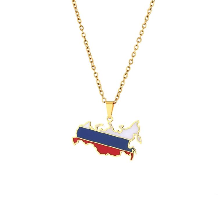 Russia Flag Chain Necklaces National Map Pendant Choker Country Jewelry