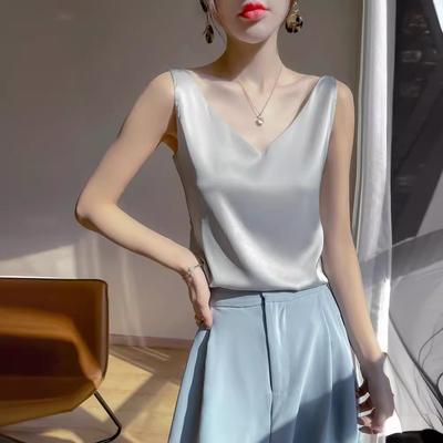 Summer Plus Size Camisole Base Ride Top Hot Girl Outer Wear White Silk Camisole