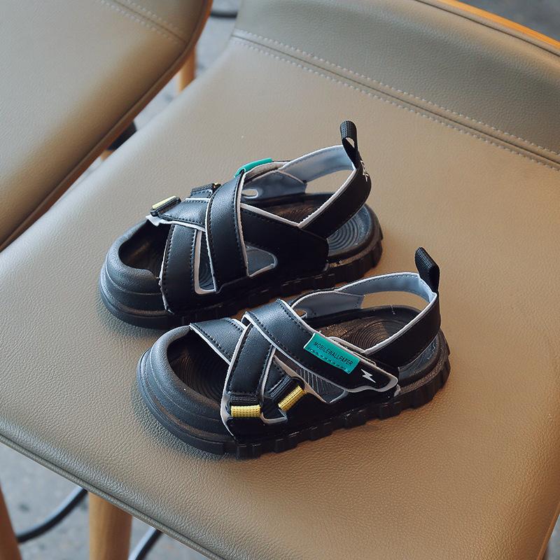 

Summer Girls Sandals Fashion New Black Boys Beach Sandals Breathable Anti-slip Children Sports Shoes Kids Casual Sandals 36